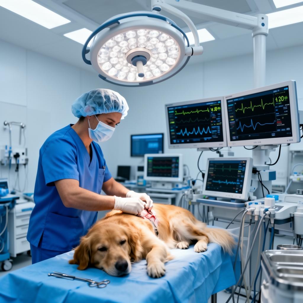 Cirurgia veterinária no centro cirúrgico do CISA